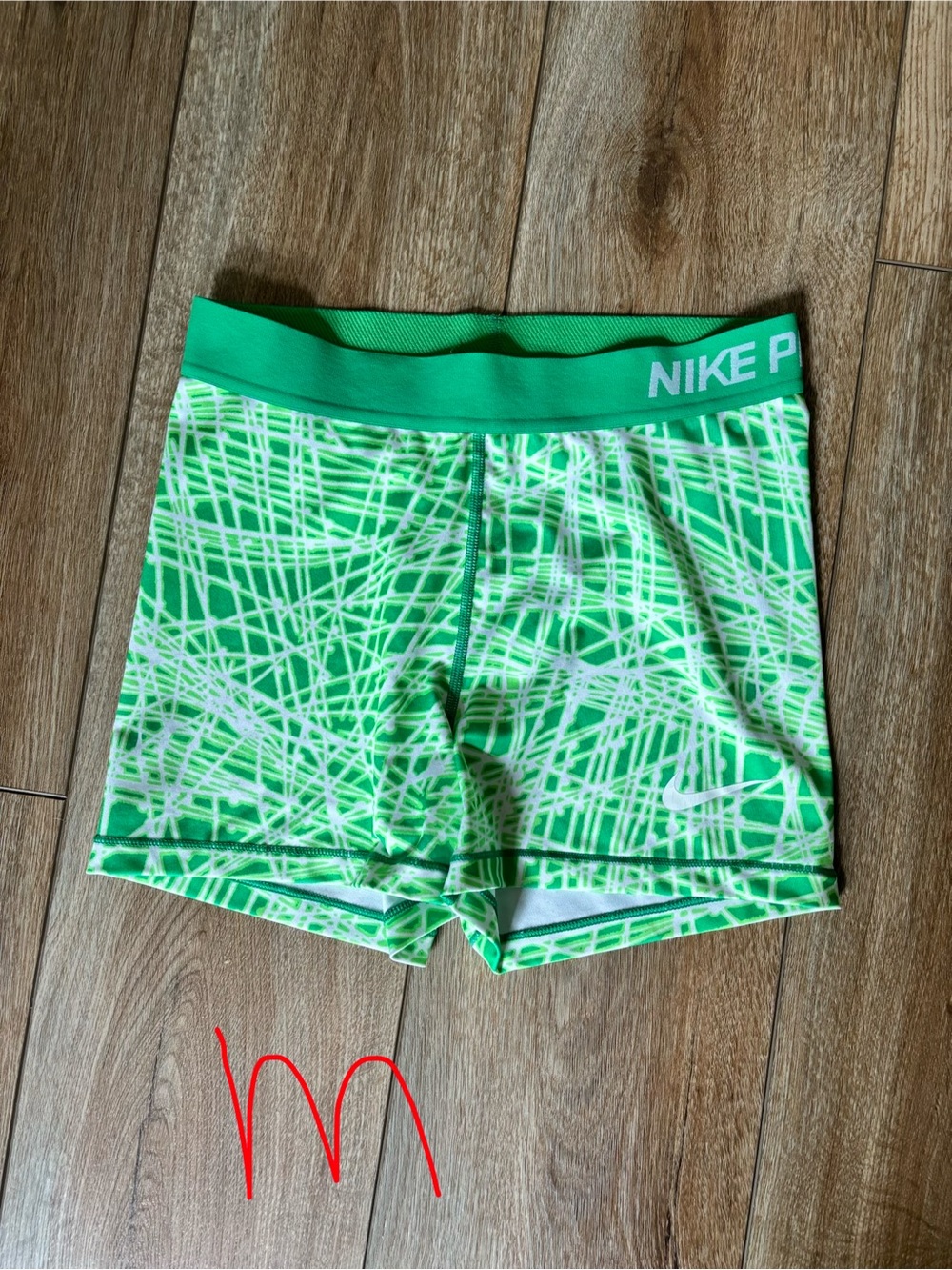 Nike Neon Green White Scribble Athletic Shorts